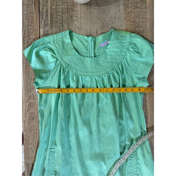Calypso Christiane Celle 100% Silk Cap Sleeve Pintuck Dress – Green, Size M, vin - Picture 4 of 6